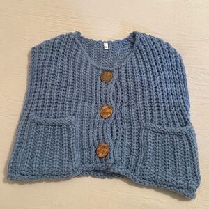 Chunky Knit Blue Sweater Vest
